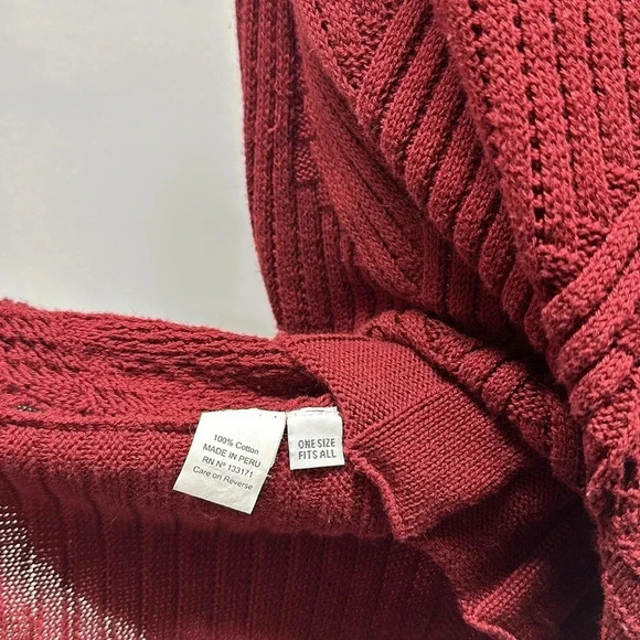 Planet Tunic Sweater Top Knit Blouse Pure Cotton Asymmetrical Hem Red One Size - Picture 7 of 9